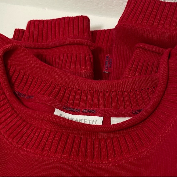 Elizabeth by Liz Claiborne Red Rib Knit Cotton Crewneck Pullover Sweater | Sz 2X - Picture 3 of 4